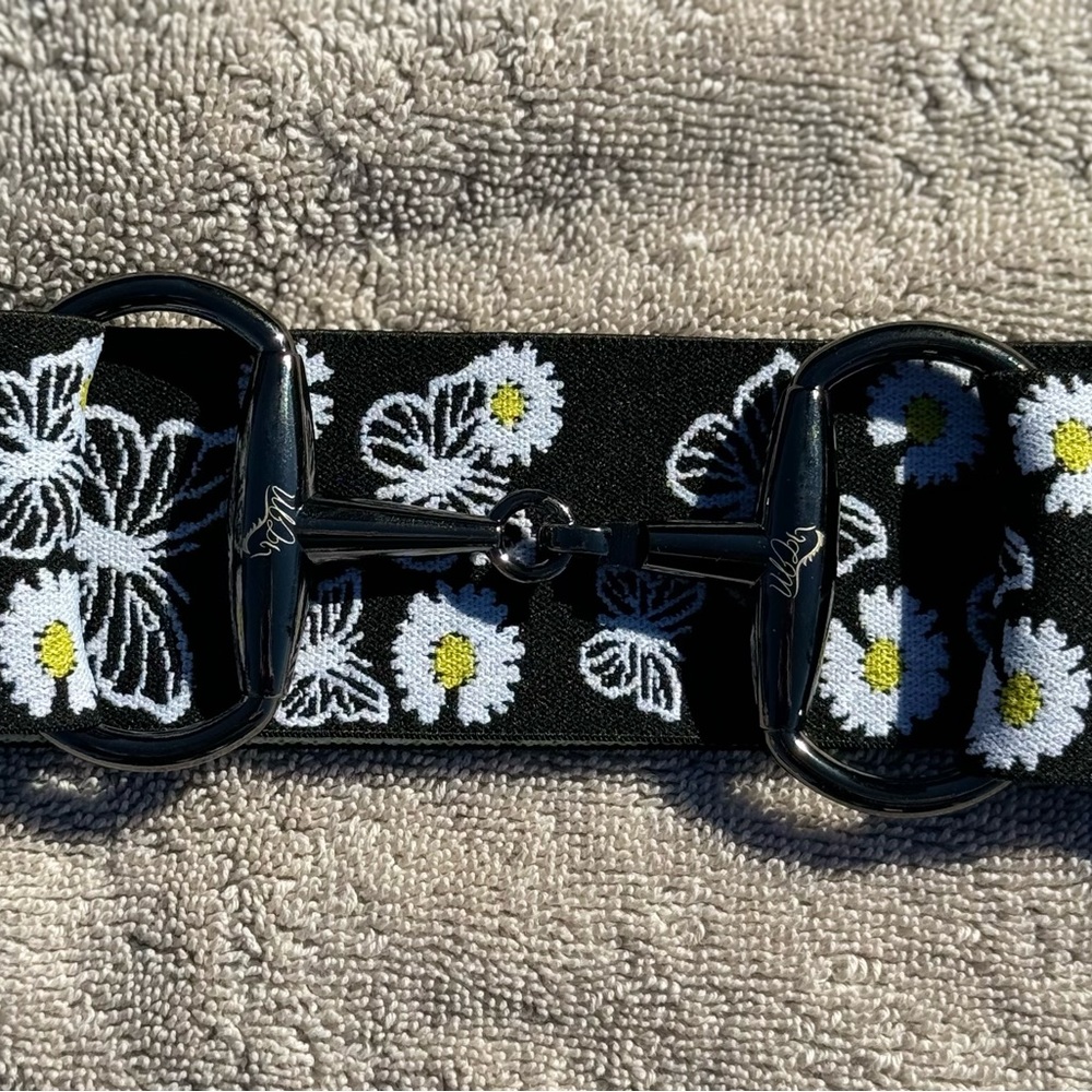 Butterfly non-sparkly black snaffle Equestrian horse Snaffle Bit Belt Elastic - Picture 5 of 8